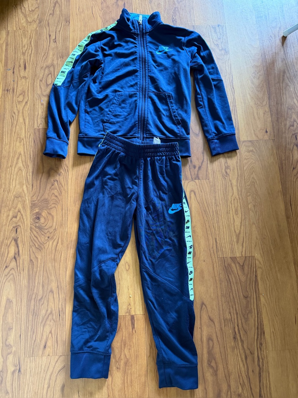Nike Kids' Navy Track Jacket and Joggers Set with Teal Accents